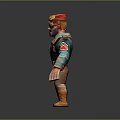 Man With Red Beret Sunglasses Beard Green Jacket Badges Brown Pants Boots Pipe And Pistol