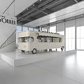 Modern Commercial Equipment Mobile Vending Cart Display With White Platform In Bright Exhibition Space