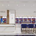 Spacious Specialty Store Interior With Shelves Displayed Products And Counter