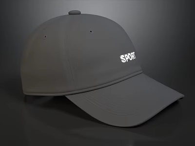 High Quality Grey Sport Baseball Cap With White Lettering For Outdoor Sports And Daily Use 3d model