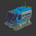 Blue Modern All Terrain Vehicle 3D Model With Tracks And Yellow Accents