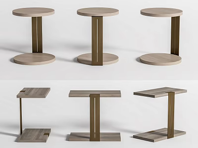 Modern Minimalist Side Tables With Wooden Tops Metal Frames Round Square Designs 3d model