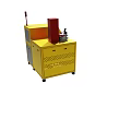 Yellow Industrial Machine With Control Panel Red Components And Storage Cabinets 3d model