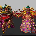 Colorful Lion Dance Themed Play Equipment With Decorative Tassels And Traditional Patterns