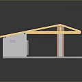 Building Construction Framework Featuring Wooden Beams And Red Brick Wall