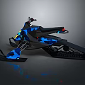 Blue Camo Snowmobile Design With Black Tracks LED Lights And Sleek Body
