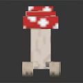 Pixel Art Style Red Spotted Cap Mushroom With White Stalk And Base