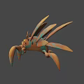 3D Rendered Orange Blue Spotted Insect Like Creature With Wings And Legs