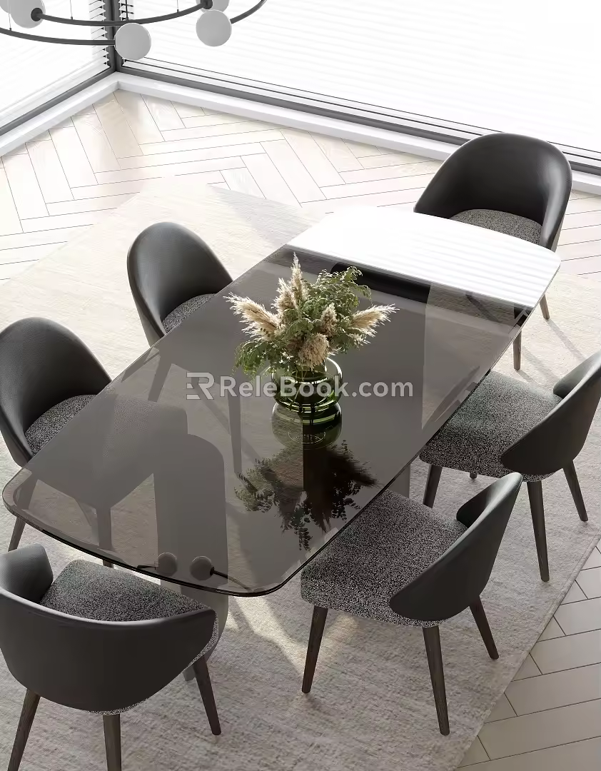 Dining table and chair combination 3d model
