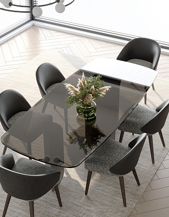 Dining table and chair combination 3d model