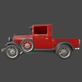 Red Vintage Pickup Truck With Classic Black Top And Silver Wheels