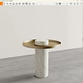 Modern Minimalist Side Table With Golden Tray And Marble Column Base 3d model