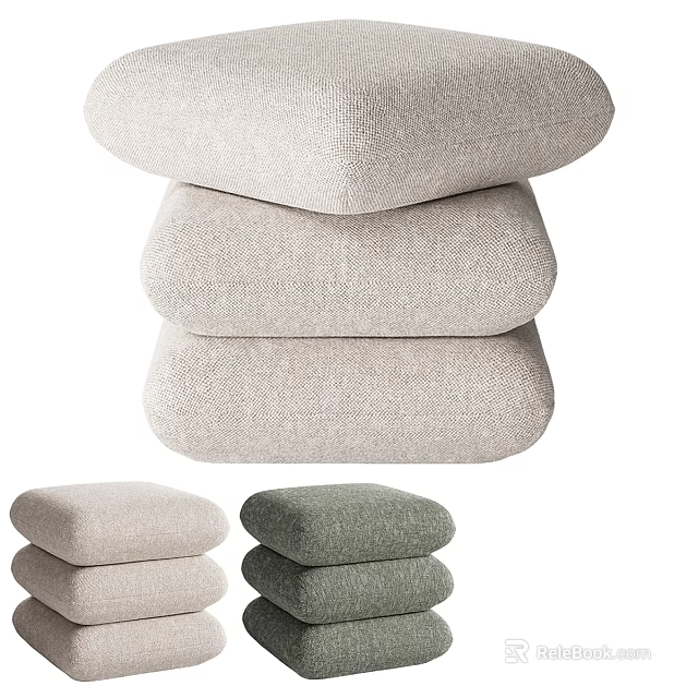 Modern Bed Bench Featuring Stacked Textured Cushions In Neutral Tones 3d model 