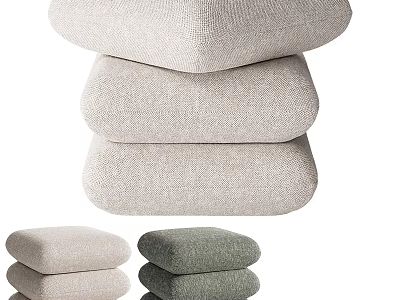 Modern Bed Bench Featuring Stacked Textured Cushions In Neutral Tones 3d model