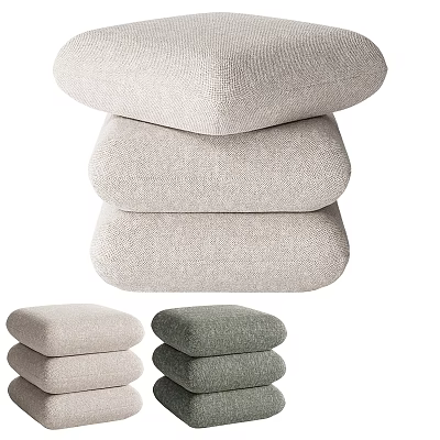 Modern Bed Bench Featuring Stacked Textured Cushions In Neutral Tones 3d model