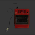 Vintage Red Electronic Television Appliance With Classic Design And Power Cord