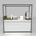 Functional White Carts With Canopy Coffee Machines Cups And Green Plants 3d model