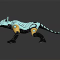Turquoise Wolf Like Animal Toy With Golden And Black Mechanical Parts Design
