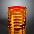 Golden Metal Bucket With Handles Shiny Surface Layered Design Household Item