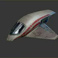 Sleek Futuristic Aircraft With White Body Red Stripes And Transparent Cockpit