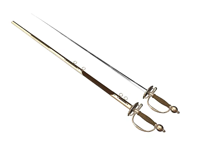 Antique Style Swords With Metal Blade Decorative Hilt And Crossguard 3d model