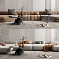 Modern Multiplayer Sofa Coffee Table Combination 3d model