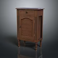 Vintage Style Wooden Cabinet With Drawer Door Carved Details And Four Legs