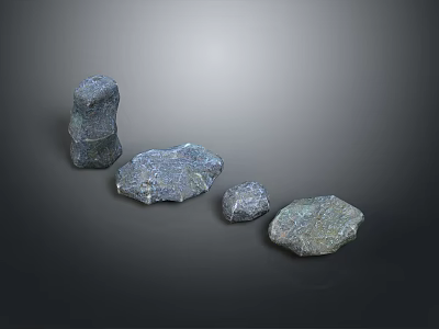 Natural Stone Collection Featuring Various Sizes And Irregular Shapes On Dark Backdrop 3d model