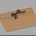 Brown Paper Envelope With Flap And Brown Bow For Daily Essentials 3d model