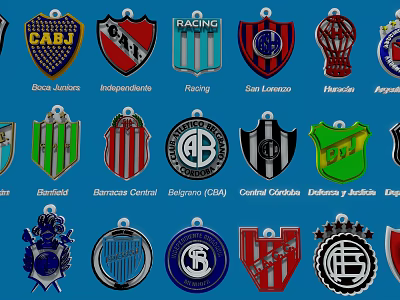 Weapon Emblems Collection With Shield Shapes And Metallic Designs On Blue Background 3d model