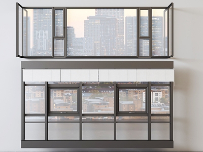 modern floor-to-ceiling windows 3d model