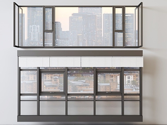 modern floor-to-ceiling windows 3d model