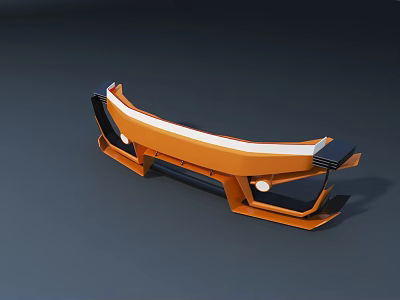 Modern Orange And Black Desk With Curved Top And Geometric Structure Design 3d model