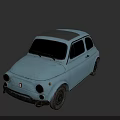 Vintage Light Blue Small Classic Car With Old Fashioned Exterior Design