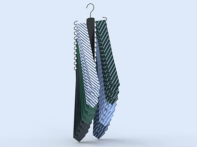 Multiple Colored Striped Shirts Hanging On A Single Hanger 3d model
