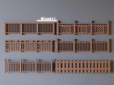 Various Wooden Fence Designs With Different Decorative Patterns And Styles 3d model