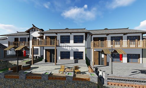 New Chinese Style Folk House Rural Folk House 3d model