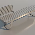 Modern Wooden Bench With Metal Frame And Comfortable Backrest Design 3d model