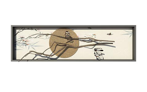 New Chinese Decorative Painting Ancient Rhyme Hanging Painting 3d model