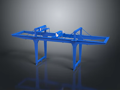 Blue Industrial Mechanical Equipment with Frame Beam and Support Legs Structure 3d model