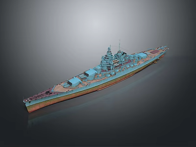 Detailed Historical Military Battleship With Turrets Deck Structures And 3D Model Design 3d model