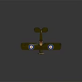Vintage Military Biplane Model With Olive Green Color Roundel Markings On Wings And Propeller Design