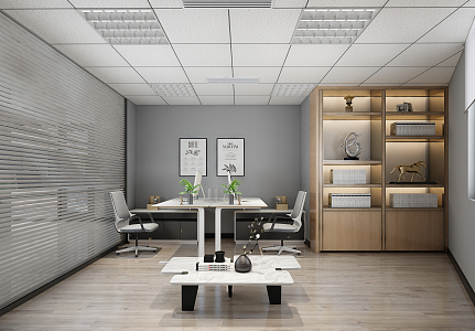 Modern Office Black and White Meeting Room Tea Room 3d model