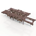 Classic Traditional Building Wooden Frame Structure With Crossbeams Columns And Supports