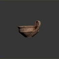 Ancient Style Clay Vessel Sculpture With Intricate Carved Patterns And Handle 3d model