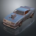 Rusty Silver Sports Car With Modified Engine On Black Background With Reflection