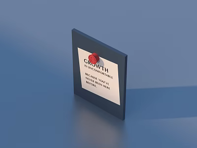 Daily Life Supplies Card With Black Border Red Logo GROWTH Text On Blue Gradient Background 3d model