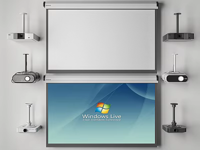 Projection Monitoring System Setup With Projection Screen Projectors And Devices 3d model