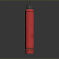 Red Gas Cylinder With Black Cap And Surface Label On Gray Background