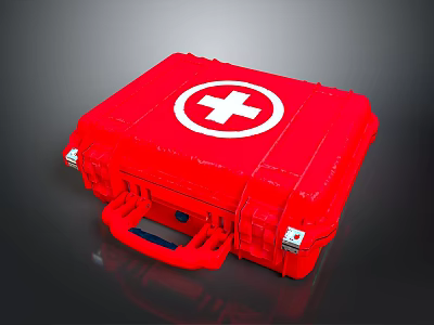 Red Industrial First Aid Kit With White Cross And Durable Construction For Workplace Emergency Preparedness 3d model